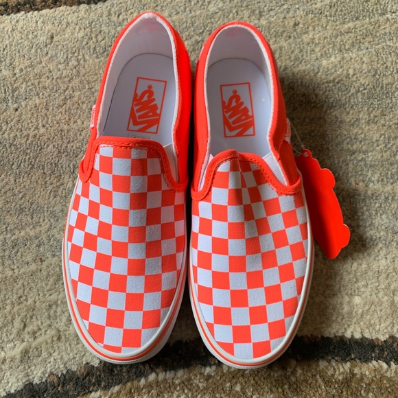 orange checkerboard vans